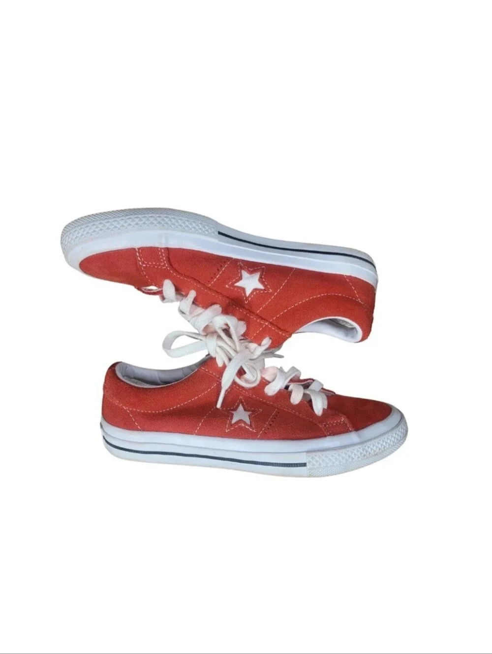 Converse One Star Juniors Size 4 White Orange Suede Leather Low Top Sneakers 118